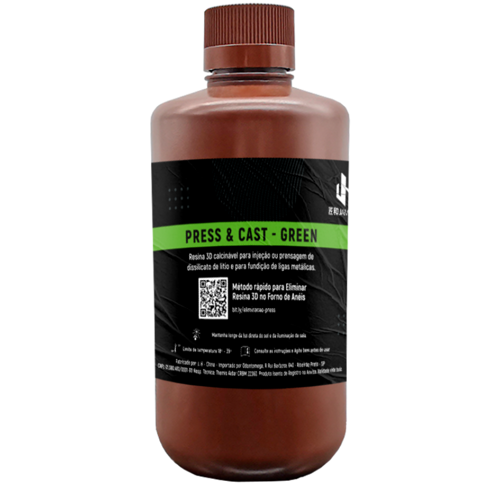 Resina 3D Calcinável - Press & Cast Green PrintaX -  500ml Resina 3D Calcinável - Press & Cast Green PrintaX -  500ml