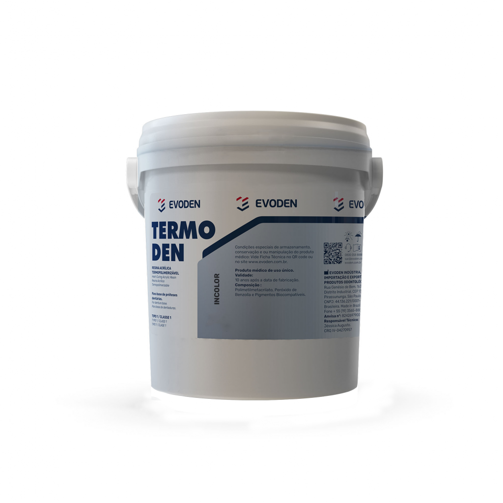 Termoden Resina Acrílica Termopolimerizável 2,250kg Termoden Resina Acrílica Termopolimerizável 2,250kg