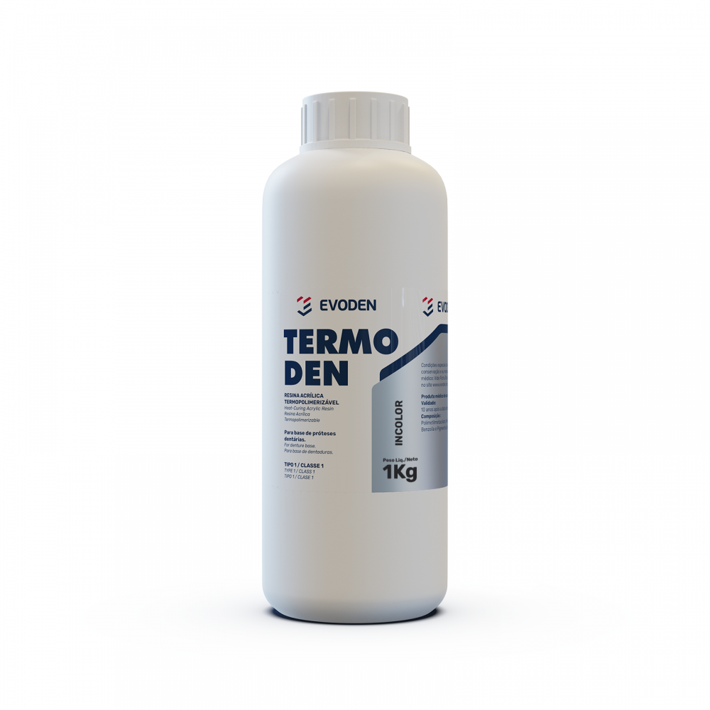 Termoden Resina Acrílica Termopolimerizável Incolor - 1kg Termoden Resina Acrílica Termopolimerizável Incolor - 1kg